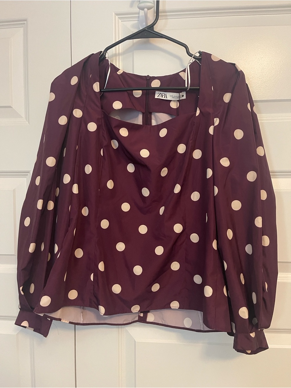 Zara Maroon Polka Dot Blouse xL